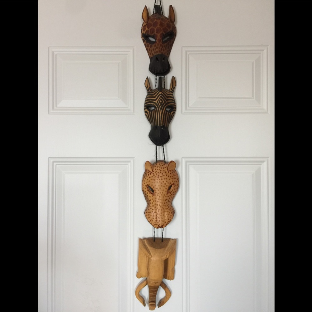 Hand Carved Kenya Animals Decorative Wooden Piece
